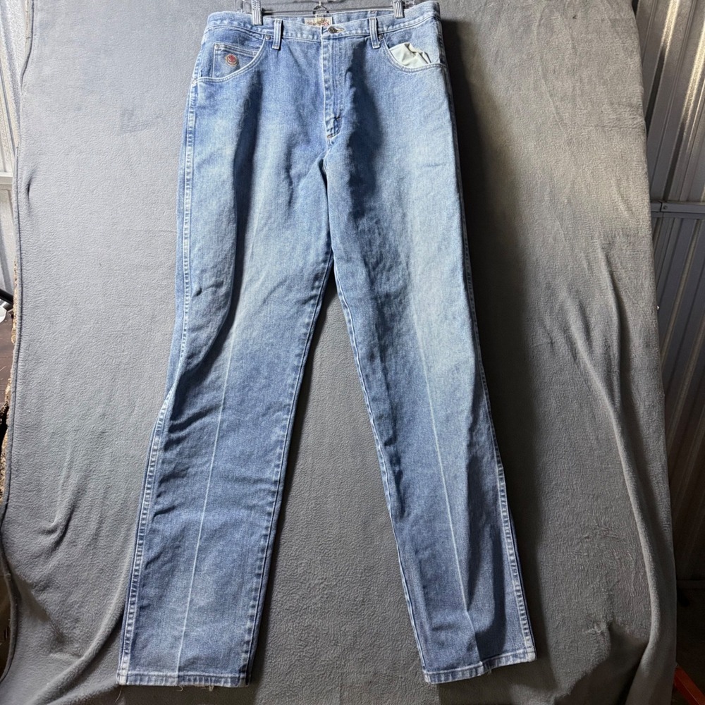 Wrangler 20X Style 22 Original Fit Jeans Mens 38x36 Fits 36x36 Distressed Blue